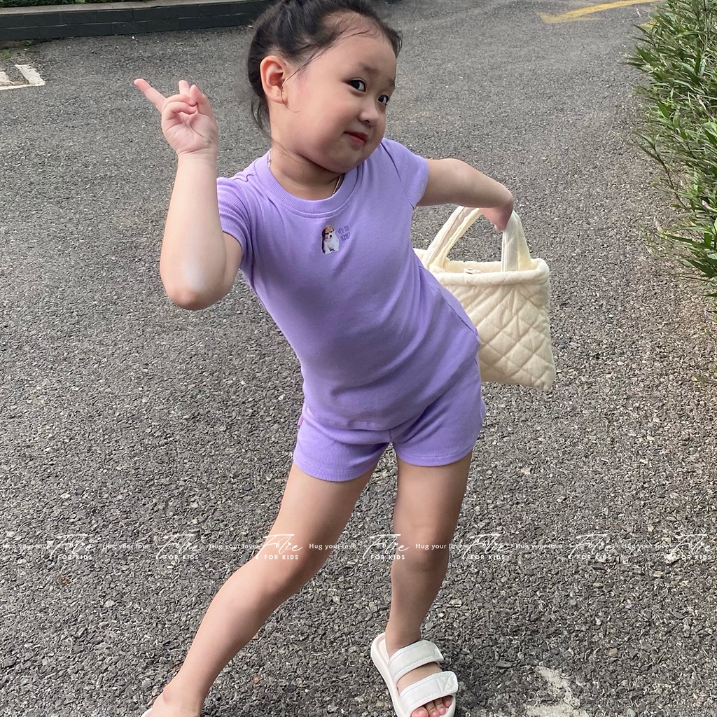 Folie Homewear -  Set đồ bộ mặc nhà cho bé áo ngắn tay quần short chất liệu thun gân cotton FKLA1Q1