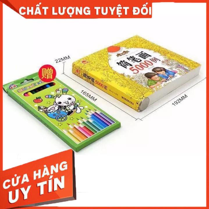 Bộ Vở Tập Tô Màu 5000 Hình Dành Cho Bé, Tặng Kèm Bộ Chì Màu 12 Cây, Món Quà Ý Nghĩa Mẹ Dành Cho Bé