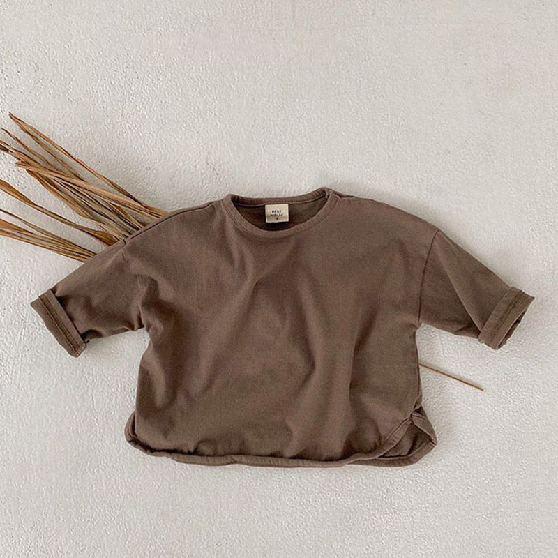 Áo Thun Tay Dài Dáng Rộng Thiết Kế Đơn Giản Hợp Thời Trang Dành Cho Bé Gái Và Bé Trai