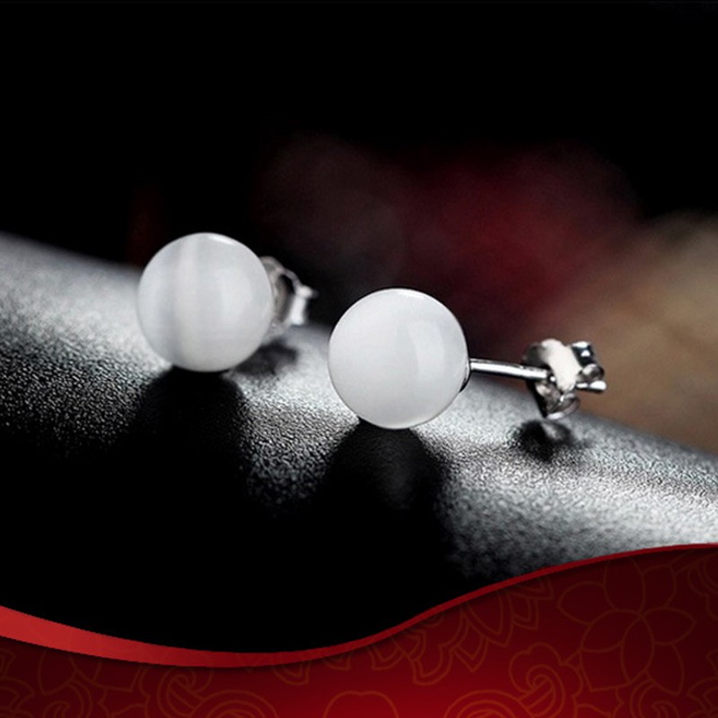 Bông tai bạc 925 cho phụ nữ ánh trăng opal đồ trang sức thời trang cổ điển