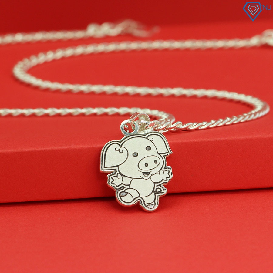 Dây chuyền bạc cho bé tuổi hợi hình con lợn khắc tên DCT0057 Trang Sức TNJ