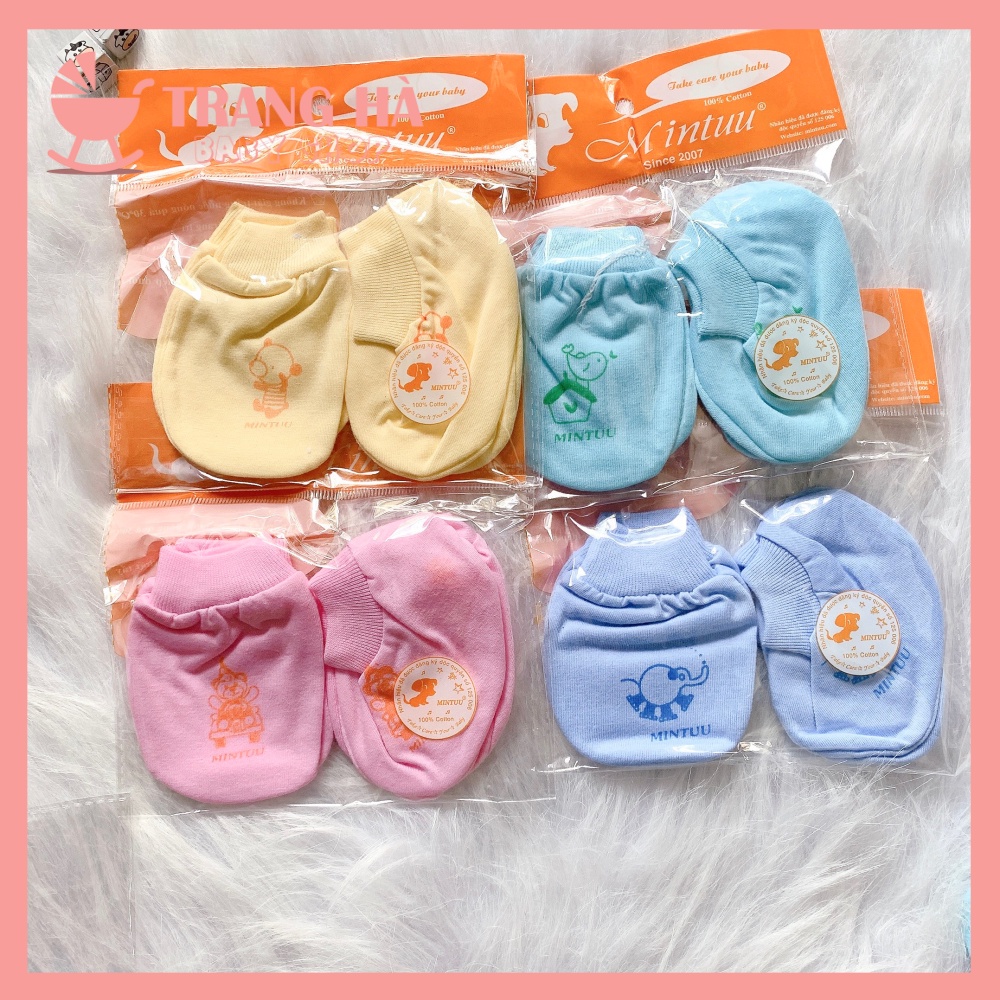 Set 2 Đôi Bao Tay Bao Chân Bo Chun Mintuu Cao Cấp Cho Bé Sơ Sinh Chất Liệu Cotton Mềm Mại