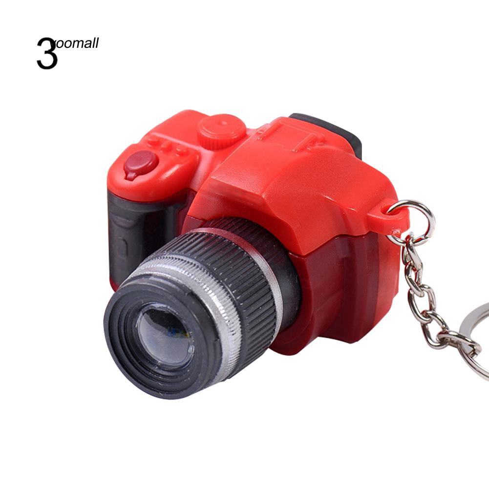 Móc khóa hình máy ảnh mini DSLR có đèn LED kiểu dáng sáng tạo
