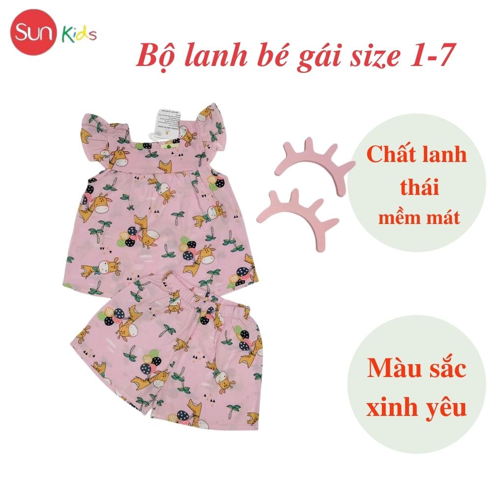 Đồ bộ cho bé gái, đồ lanh bé gái chất lanh thái mềm mát, size 1-7 tuổi - SUNKIDS