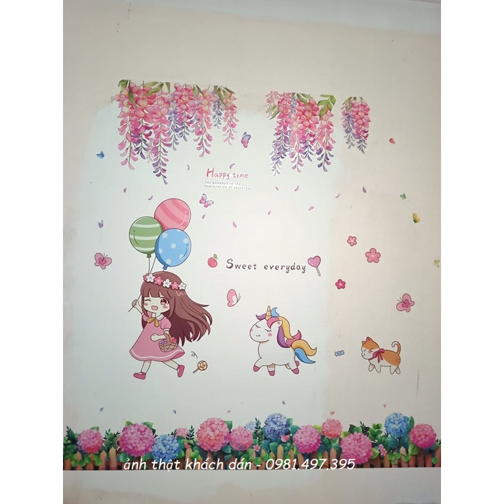 Decal dán tường  phong cách thiên nhiên tươi mát, trang trí phòng ngủ, phòng khách