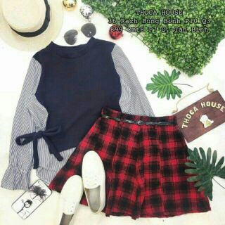 Chân váy ulzzang xòe eo có thắt lưng