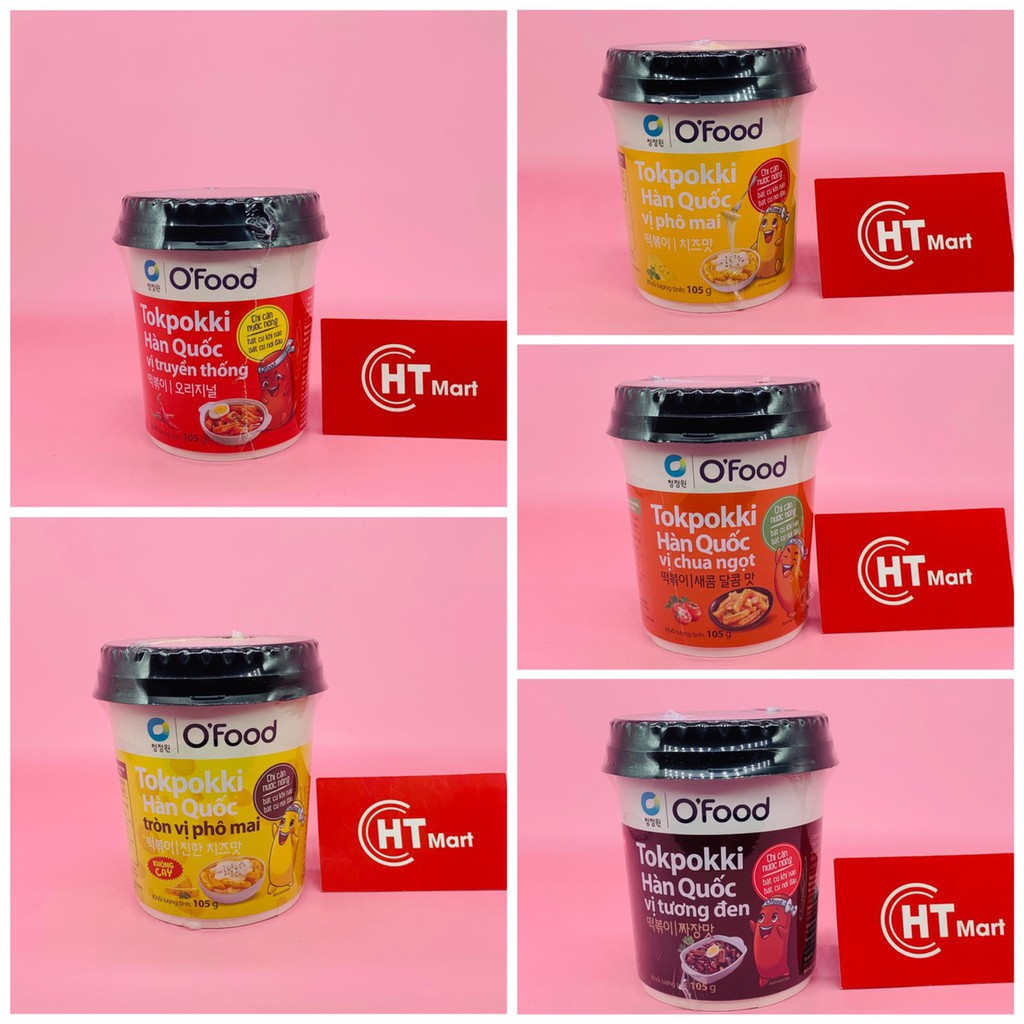 Bánh gạo Hàn Quốc (Tokpokki) ăn liền O'Food đủ vị cốc 105g