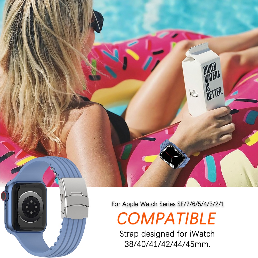Ninki Dây Đeo Bằng Silicone Mềm Dành Cho Đồng Hồ Thông Minh Apple Watch Series SE / 8 / 7 / 6 / 5 / 4 / 3 / 2 / 1 38mm 40mm 41mm 42mm 44mm 45mm