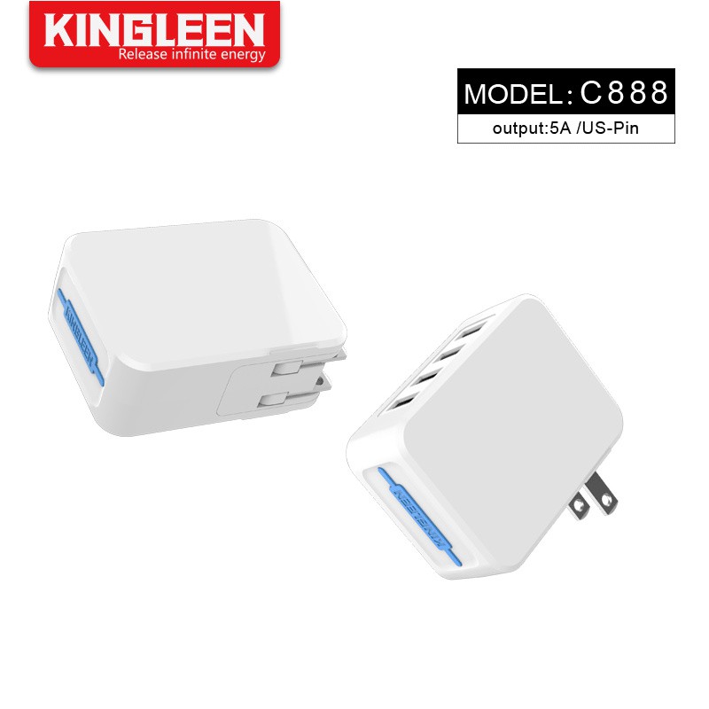 SẠC ĐIỆN THOẠI 4 CỔNG USB 5A - 25W , Cốc sạc điện thoại 4 cổng usb 5A-25W C888 KINGLEEN