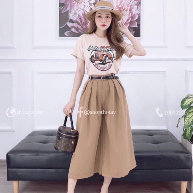 Sét áo thun + quần ống suông lửng
