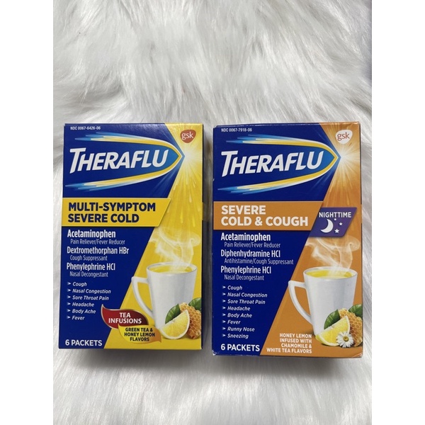 Theraflu Trà Theraflu Cold Flu Mỹ, 6 gói