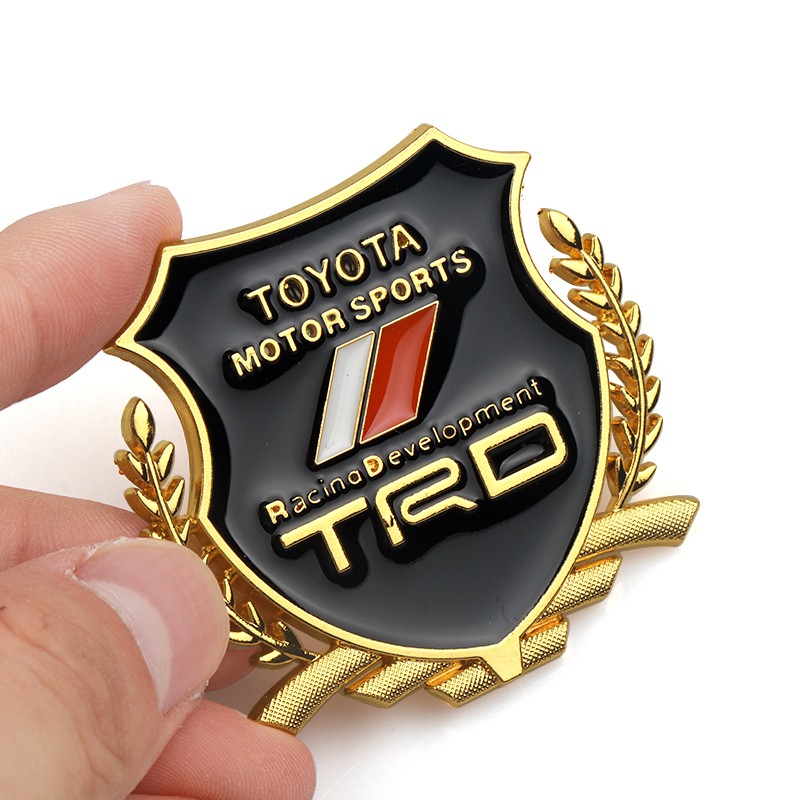 Set 2 logo Kim Loại 3D Dán Xe Toyota TRD