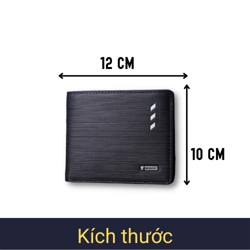 Ví Da Nam Ngang Gập Đôi Màu Đen Cao Cấp, Bóp Da Nam Gập 2 Nằm Ngang - V204