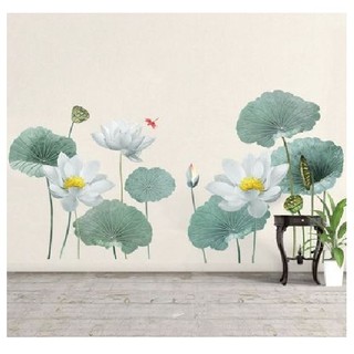 Decal giấy dán tường [PHONG THỦY] Decan Sen an lạc