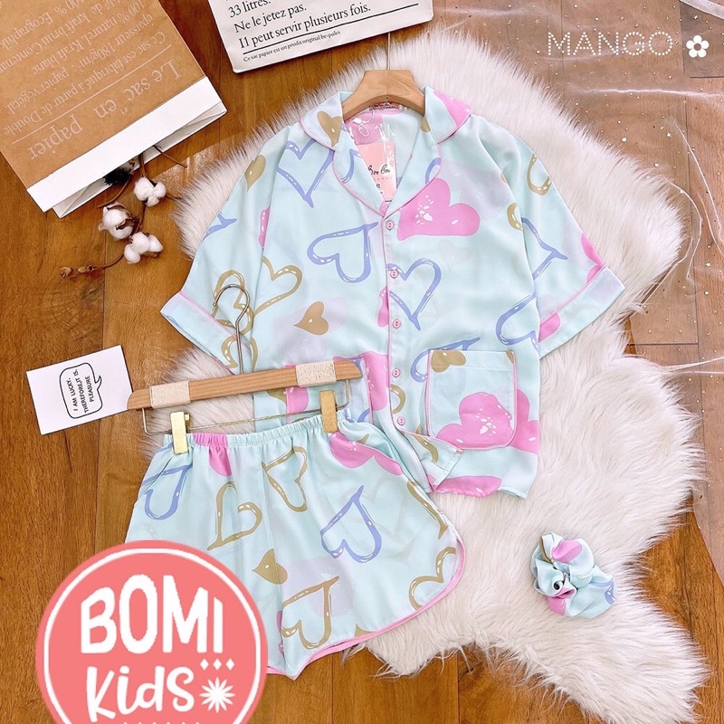 [ 16kg - 35kg ] Đồ Bộ Bé Gái Mặc Nhà Pijama Lụa Cao Cấp Tay Ngắn - Chất Liệu Lụa mềm Mịn Thoáng Mát