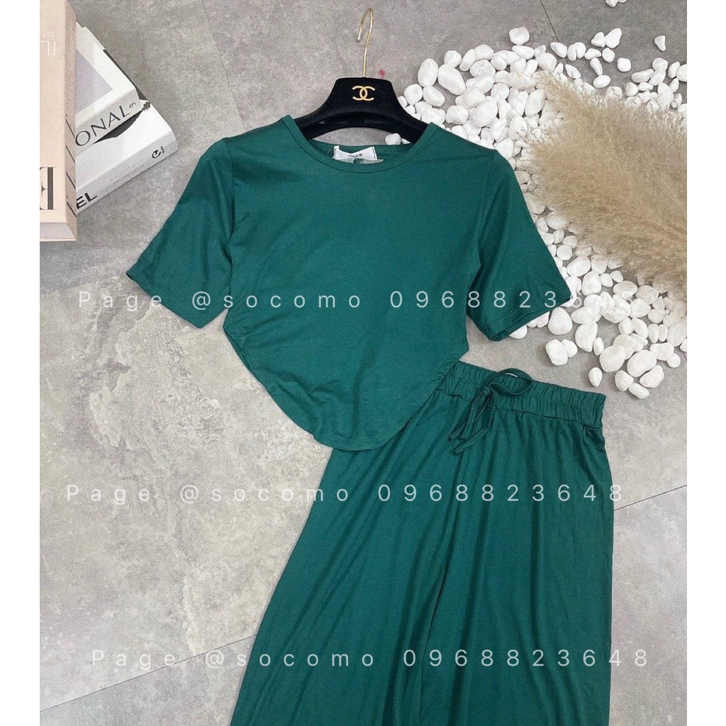 Set bộ thun lạnh áo cộc đuôi tôm và quần ống suông năng động Socomo B152022  - Hàng loại 1, chất đẹp - Giá tốt