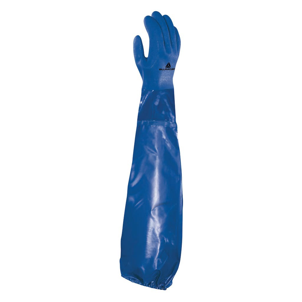 Găng tay chống hóa chất Delta plus VE766 chống mài mòn, chống dầu và hóa chất, thấm hút mồ hôi tốt (xanh dương)