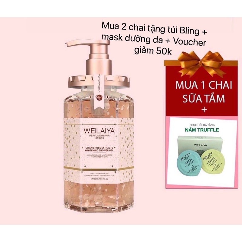Sữa tắm trắng da cánh hoa hồng Damask ép lạnh chính hãng Weilaiya | BigBuy360 - bigbuy360.vn