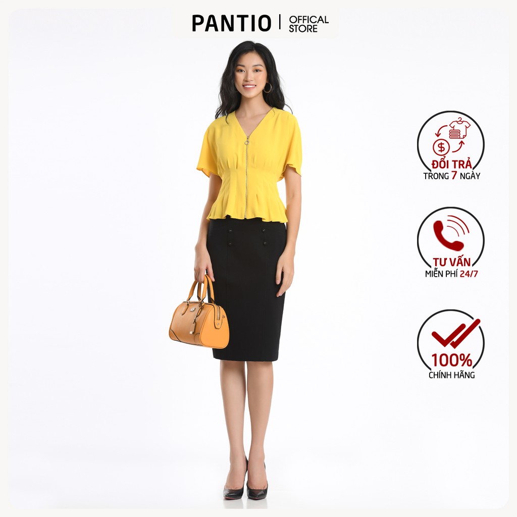 Áo sơ mi nữ cổ tim kéo khoá thành phần chất liệu tencel cao cấp trẻ trung năng động FAK51026 - PANTIO