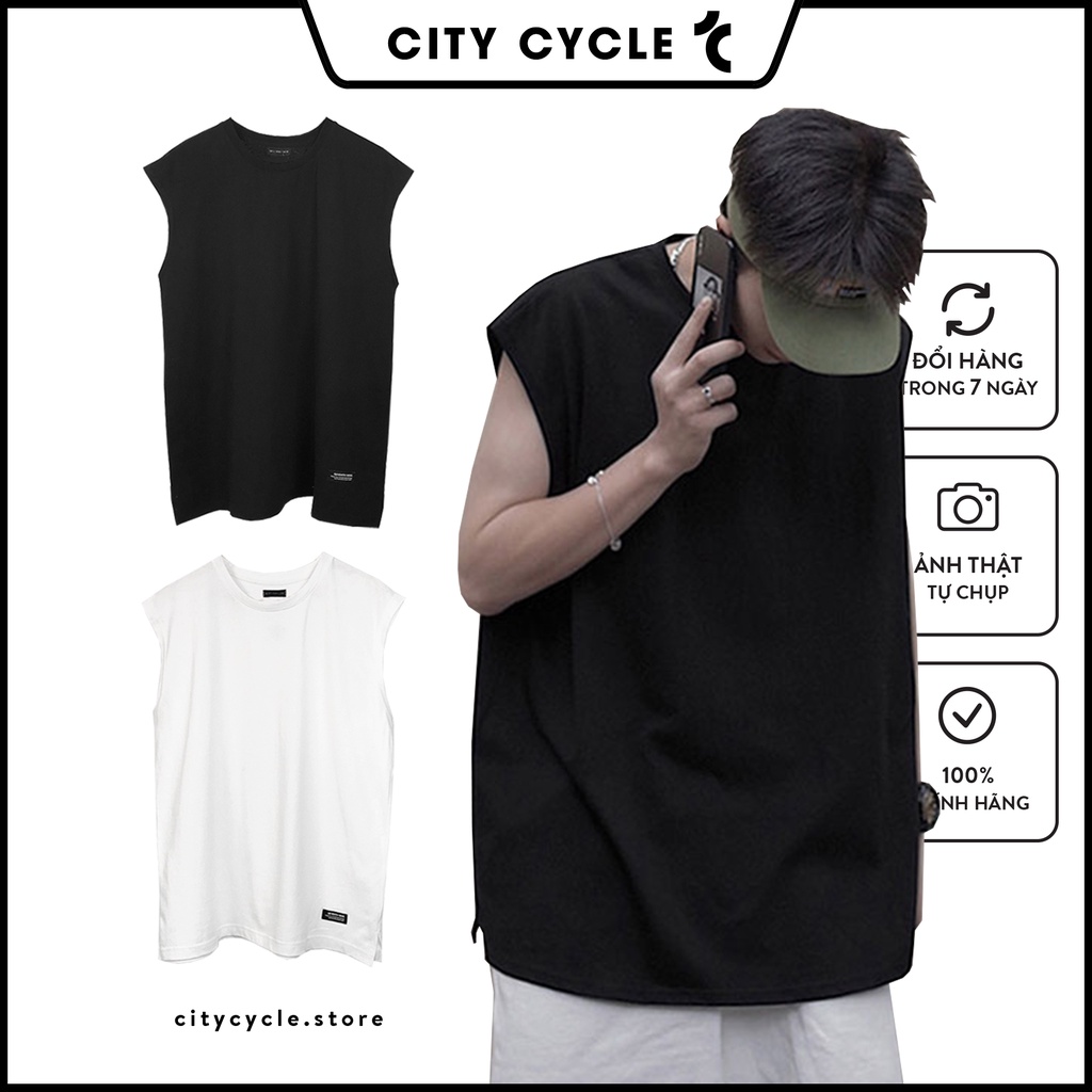 Áo tanktop oversize trơn City Cycle - áo ba lỗ nam nữ Unisex form rộng Local Brand