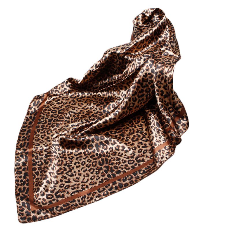 Khăn Quàng Cổ Giả Lụa In Họa Tiết Da Báo Phong Cách Vintage Thanh Lịch Dành Cho Nữ