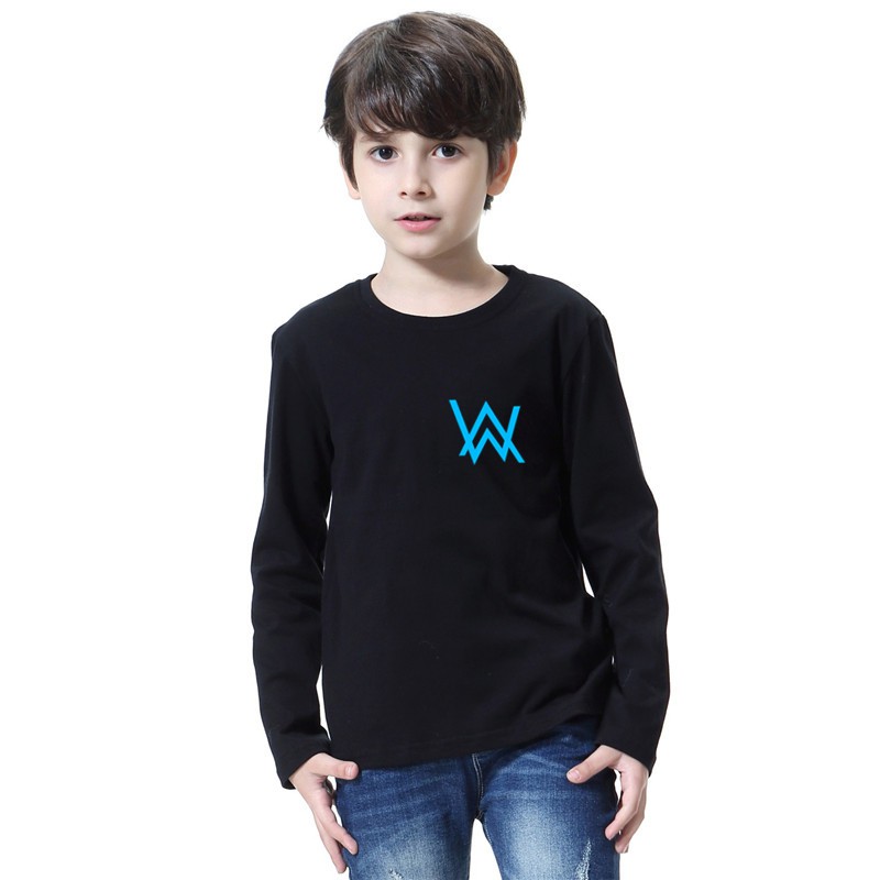 áo thun dài tay cho bé trai Alan Walker Faded dj nhạc Tops Quần áo dạ quang