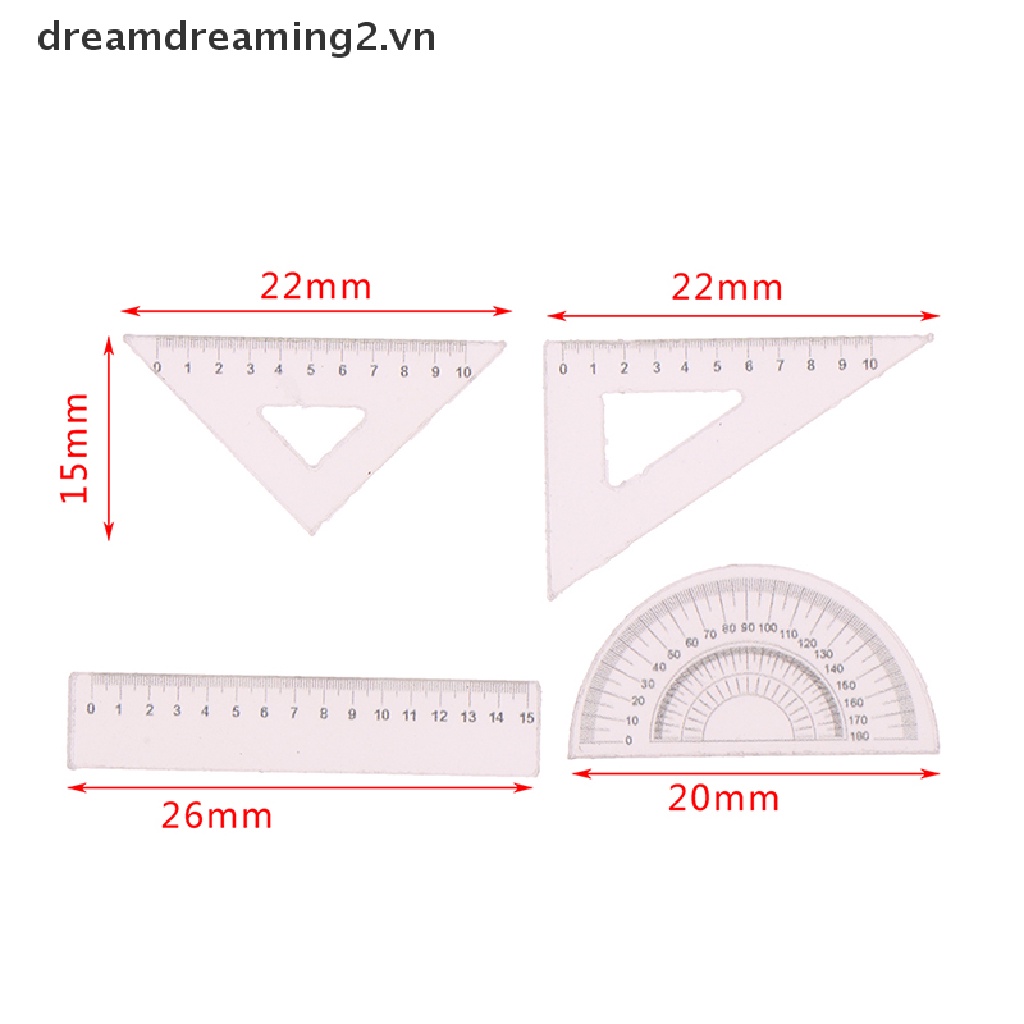 Bộ 4 thước vẽ mini tỉ lệ 1: 12 dành cho búp bê
