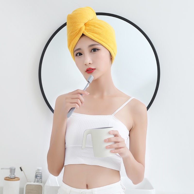 Mũ Tắm Trùm Đầu Chất Liệu Microfiber Nhanh Khô Mềm Mại Thêu Họa Tiết Xinh Xắn Cho Nữ
