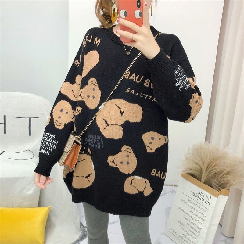 Áo Sweater Dệt Kim Dáng Rộng Thời Trang Mùa Đông Cho Mẹ Bầu