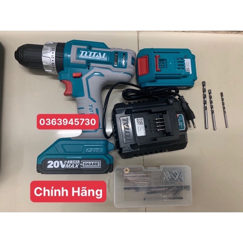 TOTAL Máy khoan búa dùng pin Lithium 20V TIDLI20031