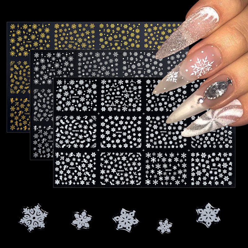 UR SUGAR Miếng dán họa tiết Giáng Sinh 3D trang trí móng tay DIY