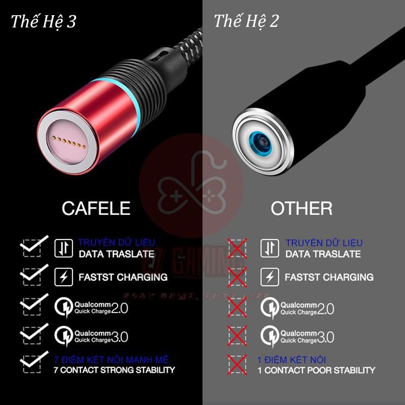 🍀HÀNG XỊN🍀 Cáp sạc nam châm  CAFELE thế hệ mới 2019,lực hút siêu mạnh, sạc nhanh QC 3.0 micro USB, Iphone, USB Type C.