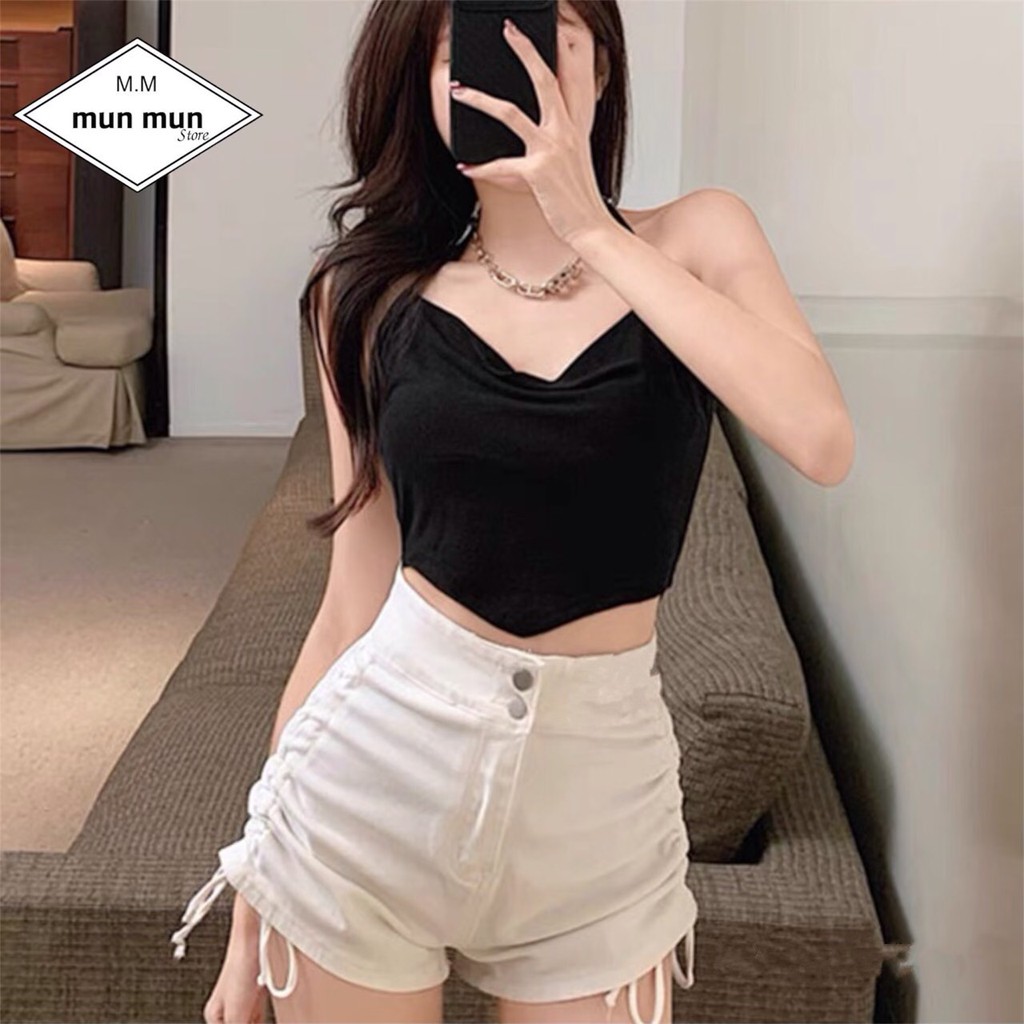 Quần Short Jean Nữ Cạp Cao Rút Dây Bên MunMunStore - Quần Bò Nữ Cao Cấp Co Giãn Sexy Siêu Hot 9356 (100))