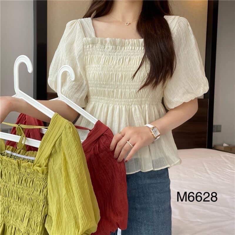 Áo Babydoll bo chun ngực tay bồng nữ m140