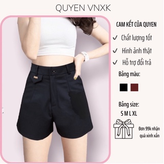 Quần đùi nữ loại đẹp, vải ít nhăn, kèm khuy, kiểu dáng sang chảnh, dễ phối đồ