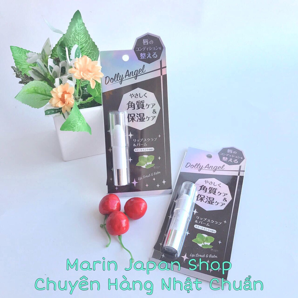 (SALE) Tẩy da chết tế bào chết hương bạc hà Lip Scrub &amp; blam Dolly Angel Nhật Bản