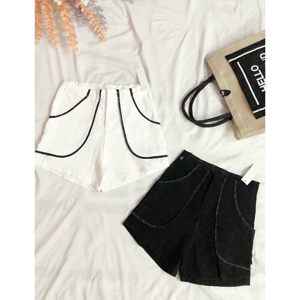 [ DƯỚI 58KG] Quần short kaki lưng siêu cao chạy viền quanh túi NA