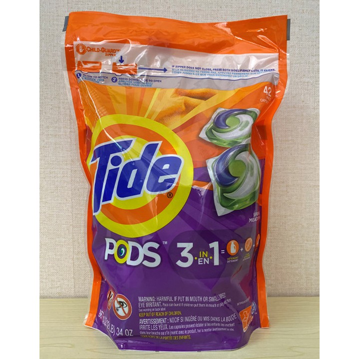 Viên giặt quần áo Tide Pods 3 in 1 gói 42 viên của Mỹ