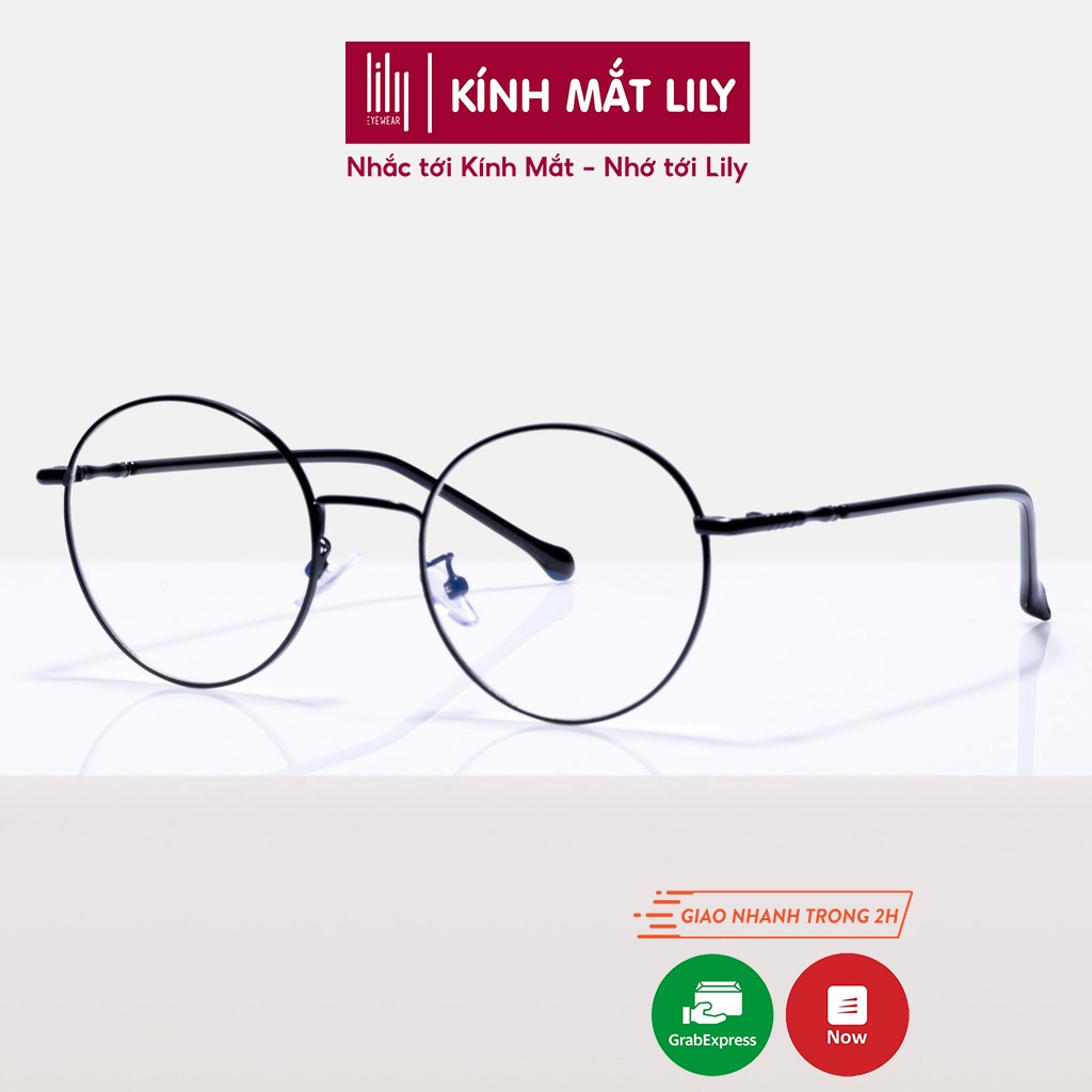 Gọng kính cận nam nữ Lilyeyewear mắt tròn kim loại thanh mảnh phù hợp mặt nhỏ 72323