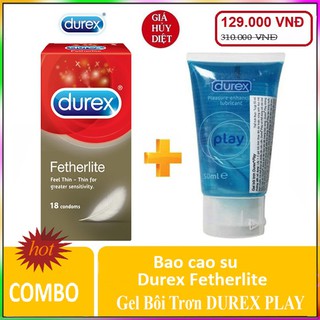 Bao cao su durex fetherlite ultima 12s + gel durex play 50ml
