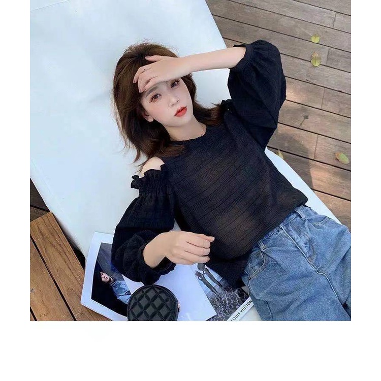 Áo Sơ Mi Tay Dài Dáng Rộng Hở Vai Quyến Rũ Thời Trang Phong Cách Hàn Quốc 2022