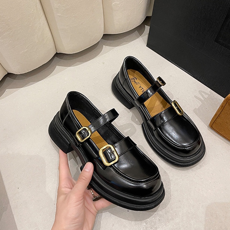 Giày da bít mũi IELGY phong cách retro Anh Quốc thời trang cho nữ