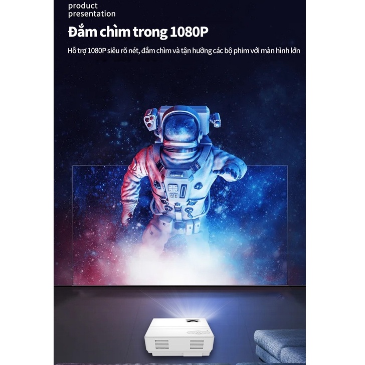 Máy chiếu mini  Smart Android ,Màn hình chiếu 60-120 inch+Kết nối điện thoại + Full HD 1080 - BH 12 tháng