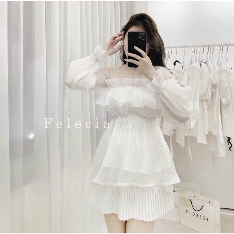 SET ÁO VOAN BẸT VAI CHÂN VÁY DẬP LI