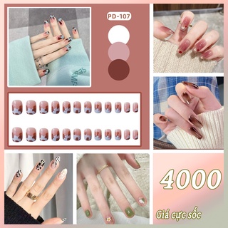 Set 24 móng tay giả màu nude thời trang nữ
