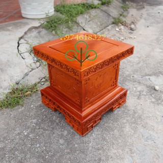 Đôn chân loa kê tượng,kỉ triện vuông cao 30cm gỗ hương