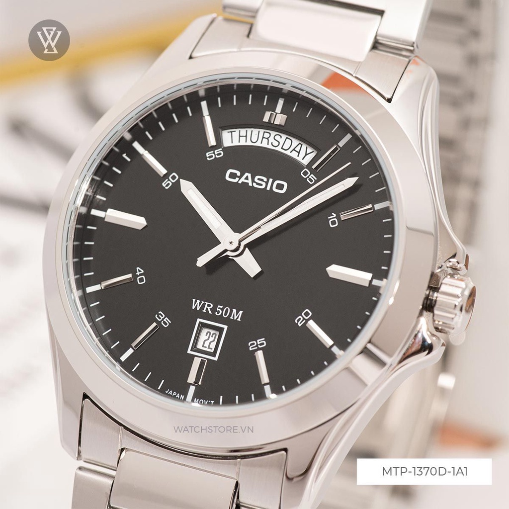 Đồng Hồ Quartz Nam Casio WATCHSTORE MTP-1370D-1A1VDF Thiết Kế Kính Khoáng 40mm, Dây Kim Loại, Vỏ Thép Không Gỉ