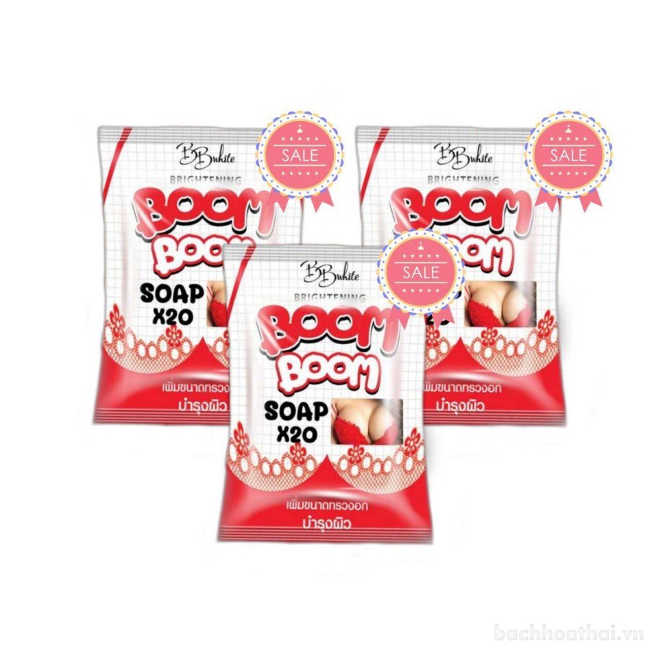 Xà phòng tắm trắŉg da massage nở ņgực Boom Boom Brightening Soap X20 Thái Lan