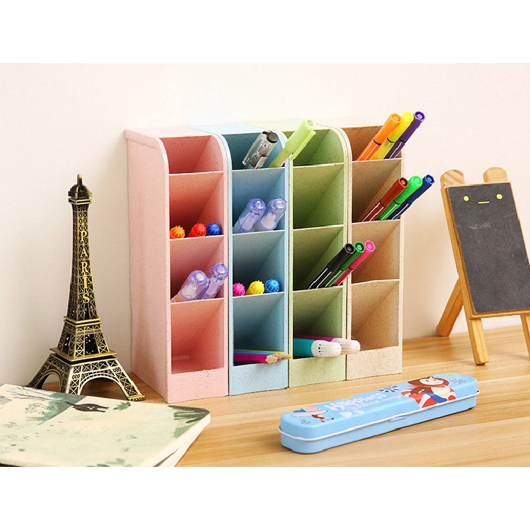 Ống, kệ cắm bút 4 tầng để bàn học tông màu pastel xinh xắn LILA OB4T