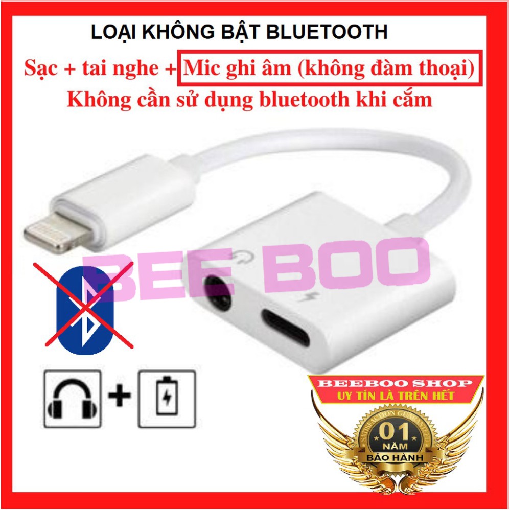 Jack chuyển đổi iphone sang jack 3.5mm và lighting - vừa sạc vừa sử dụng tai nghe -Có hỗ trợ Mic - Bảo hành 1 đổi 1